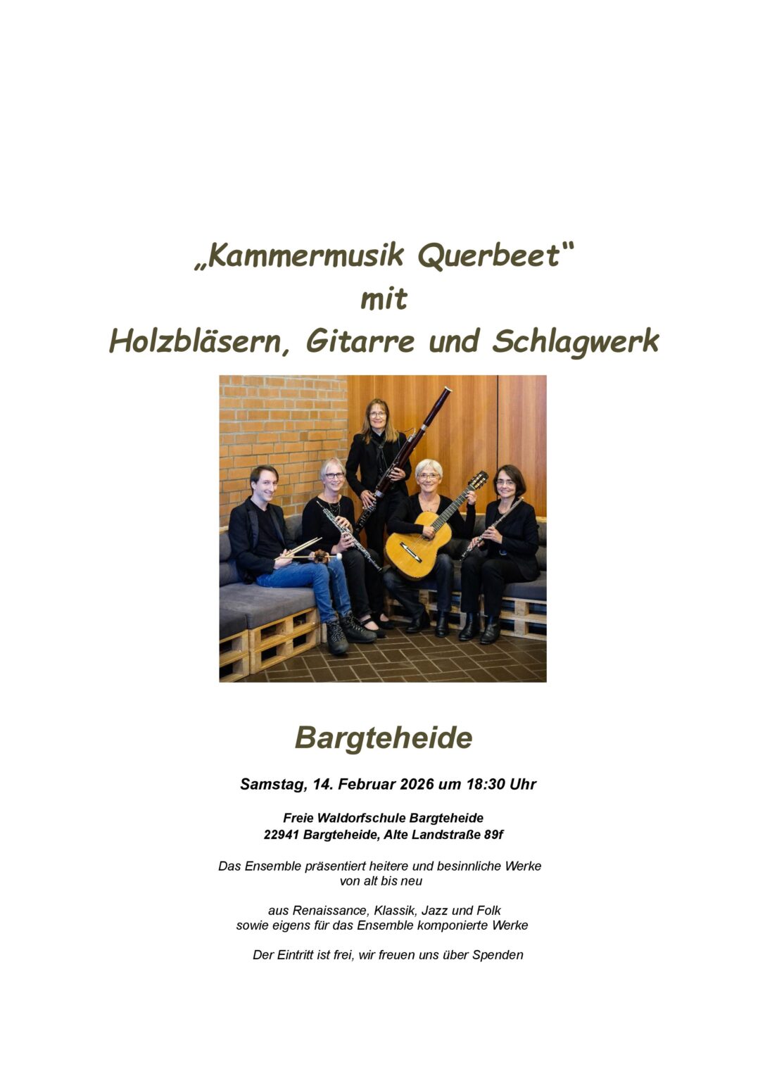 Kammermusik Querbeet im Februar an der Freien Waldorfschule Bargteheide